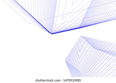 architecture geometric background, abstract lines 3d