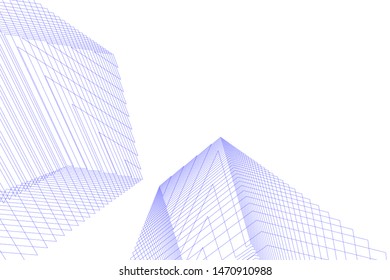 architecture geometric background, abstract lines 3d