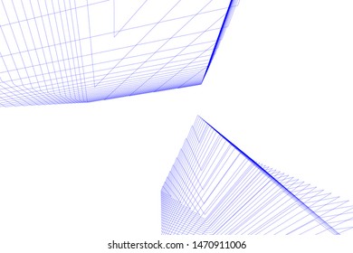 architecture geometric background, abstract lines 3d