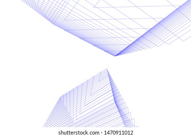 architecture geometric background, abstract lines 3d