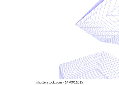 architecture geometric background, abstract lines 3d