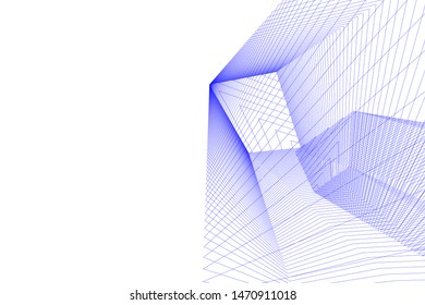 architecture geometric background, abstract lines 3d