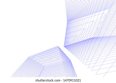 architecture geometric background, abstract lines 3d