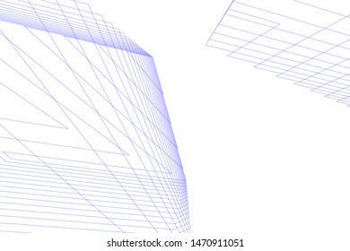architecture geometric background, abstract lines 3d