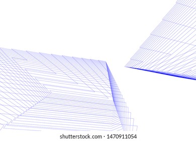 architecture geometric background, abstract lines 3d