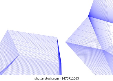 architecture geometric background, abstract lines 3d