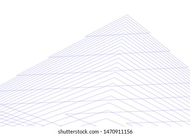 architecture geometric background, abstract lines 3d