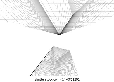 architecture geometric background, abstract lines 3d
