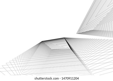 architecture geometric background, abstract lines 3d