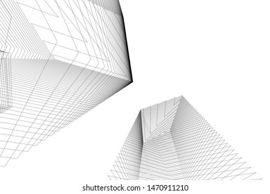 architecture geometric background, abstract lines 3d