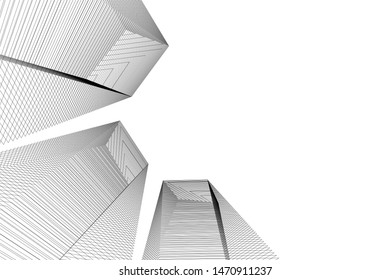 architecture geometric background, abstract lines 3d