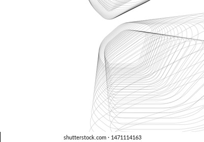 architecture geometric background, abstract lines 3d