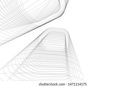 architecture geometric background, abstract lines 3d