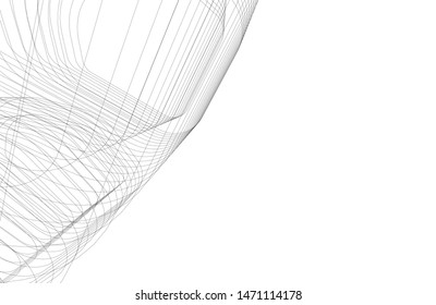 architecture geometric background, abstract lines 3d