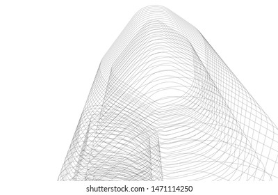 architecture geometric background, abstract lines 3d