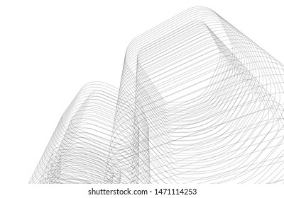 architecture geometric background, abstract lines 3d