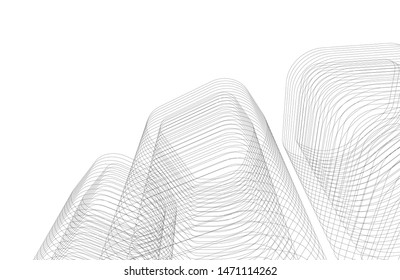 architecture geometric background, abstract lines 3d
