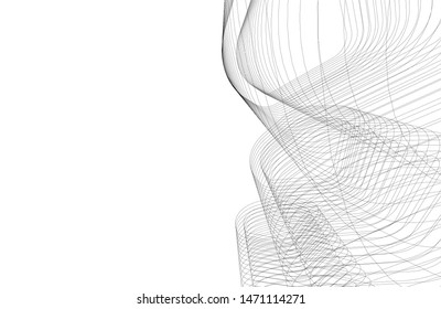 architecture geometric background, abstract lines 3d