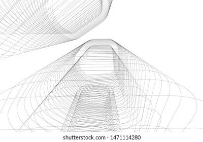 architecture geometric background, abstract lines 3d