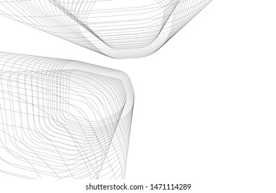 architecture geometric background, abstract lines 3d