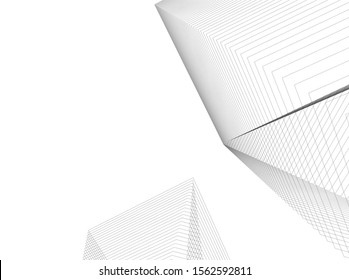 architecture geometric background, abstract lines 3d
