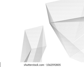 architecture geometric background, abstract lines 3d