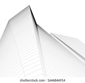 architecture geometric background, abstract lines 3d