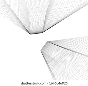 architecture geometric background, abstract lines 3d