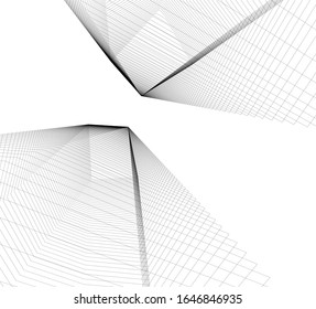 architecture geometric background, abstract lines 3d