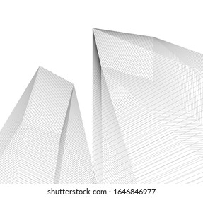 architecture geometric background, abstract lines 3d