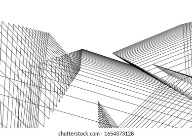 architecture geometric background, abstract lines 3d