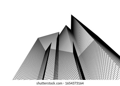 Architektur, geometrischer Hintergrund, abstrakte Linien, 3D