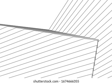 architecture geometric background, abstract lines 3d