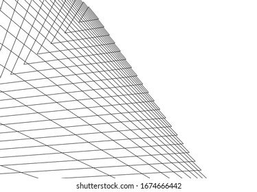 architecture geometric background, abstract lines 3d