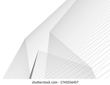 architecture geometric background, abstract lines 3d