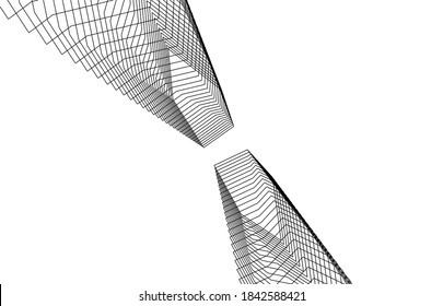 architecture geometric background, abstract lines 3d