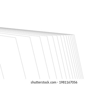 architecture geometric background, abstract lines 3d