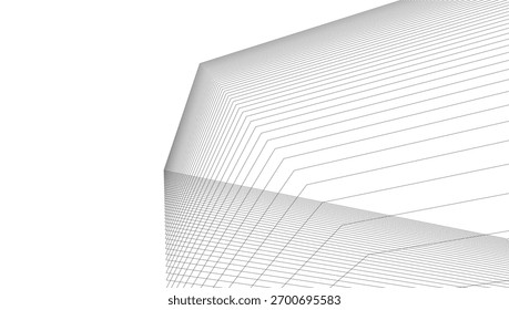Fondo geométrico de la arquitectura, líneas abstractas 3D