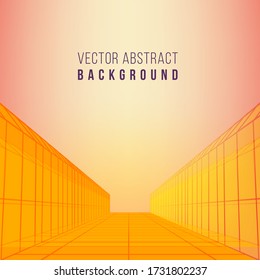architecture geometric background with drawings of modern for use web magazine or poster vector design