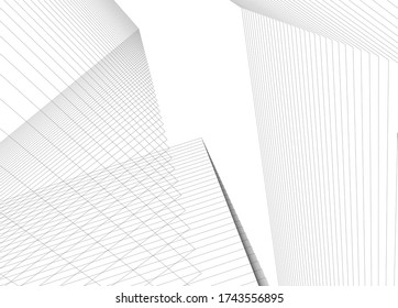 architecture geometric background,  lines 3d