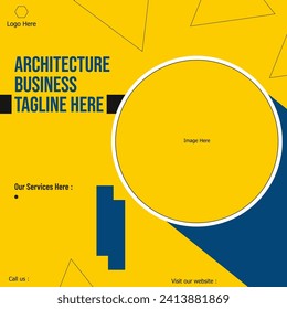 Architecture geometric shape social media graphic banner. Architecture vector marketing background.