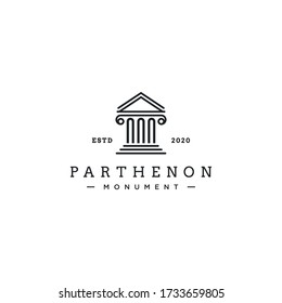 Architekturgriechisches Bausymbol altertümliches Denkmal .acropolis Logo Design Jahrgang kreative Illustration