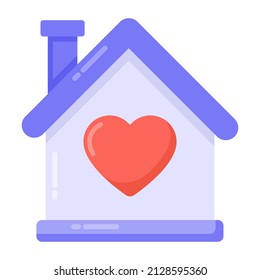 Architecture with heart symbolizing flat icon of favourite home 

