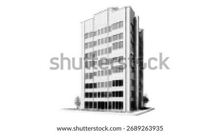 Architecture Home Collage Isolated Element at the White Background. Real estate paper art with construction elements for luxury property bg..