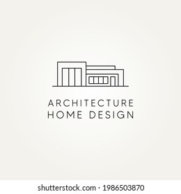 architecture home design minimalist line art logo template vector illustration design. simple modern building, residential, estate icon logo concept