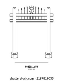 In architecture, a hongsalmun is a gate for entering a sacred place in Korea.