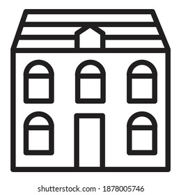 Architecture House Building Flat Icon Isolated On White Background