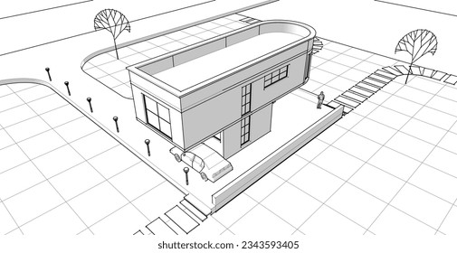 architecture house with consoles 3d
