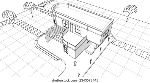 architecture house with consoles 3d