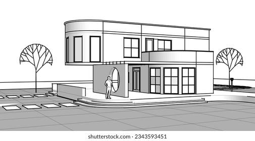 architecture house with consoles 3d